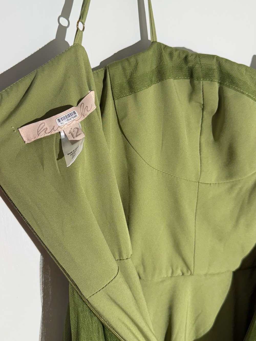 Hutch Anthropologie Olive Green Amara Corset Pleated Tulle Fit Flare Midi Dress - Picture 12 of 16